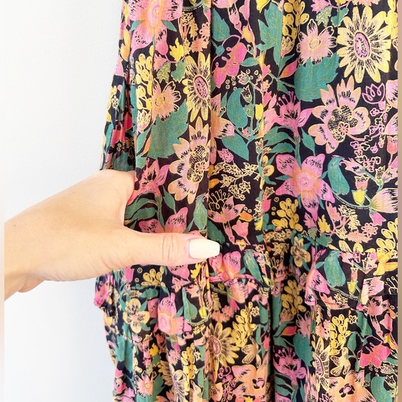 Banjanan Iris Maxi Dress; Black, Gold, Pink Floral - Picture 3 of 7